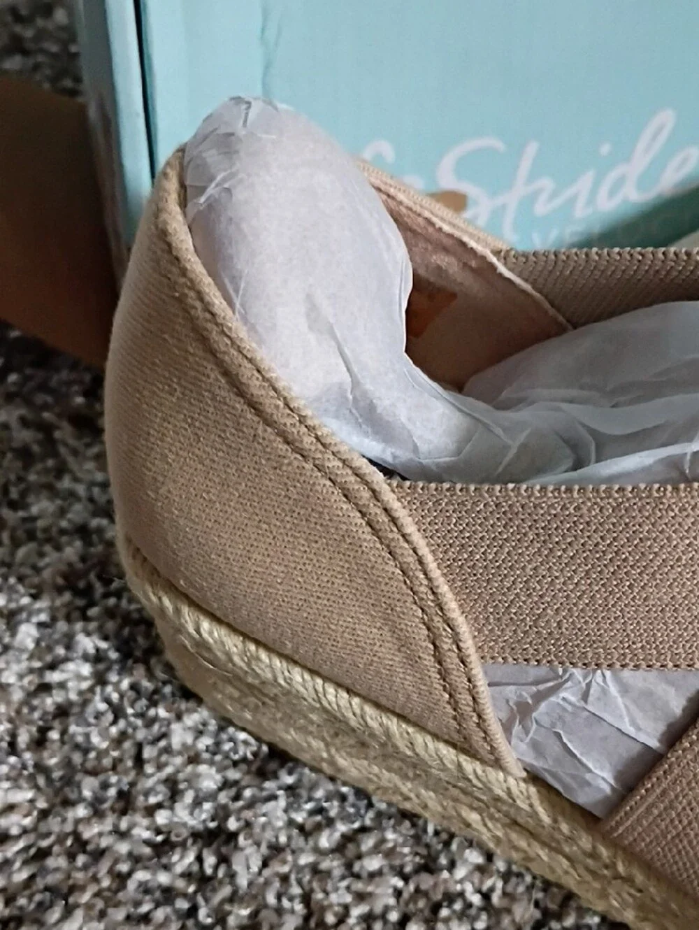 Life Stride Beige Espadrille Wedge Flats with Wrap Straps